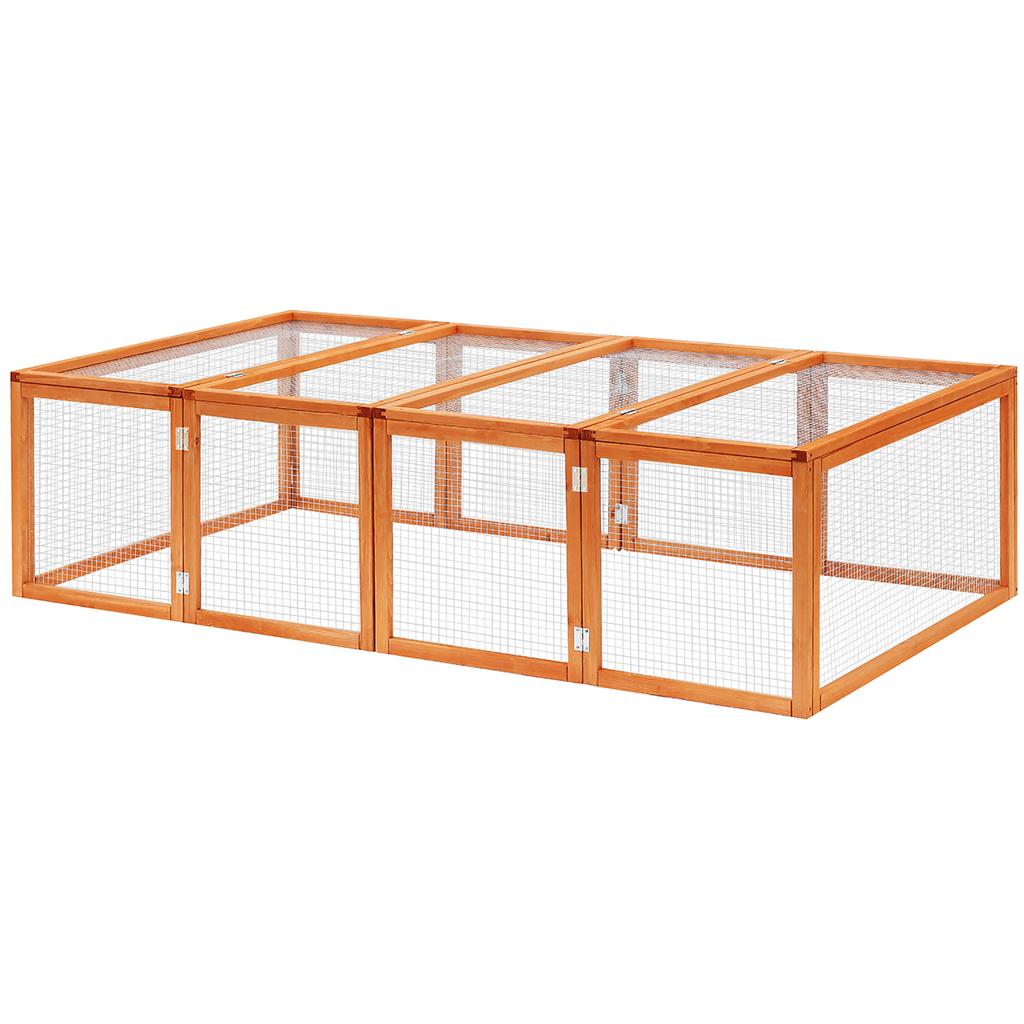 Wooden Rabbit Hutch Cage 6ft with Wire Mesh, Openable Roof, Play Space for Outdoor, Natural Wood Finish