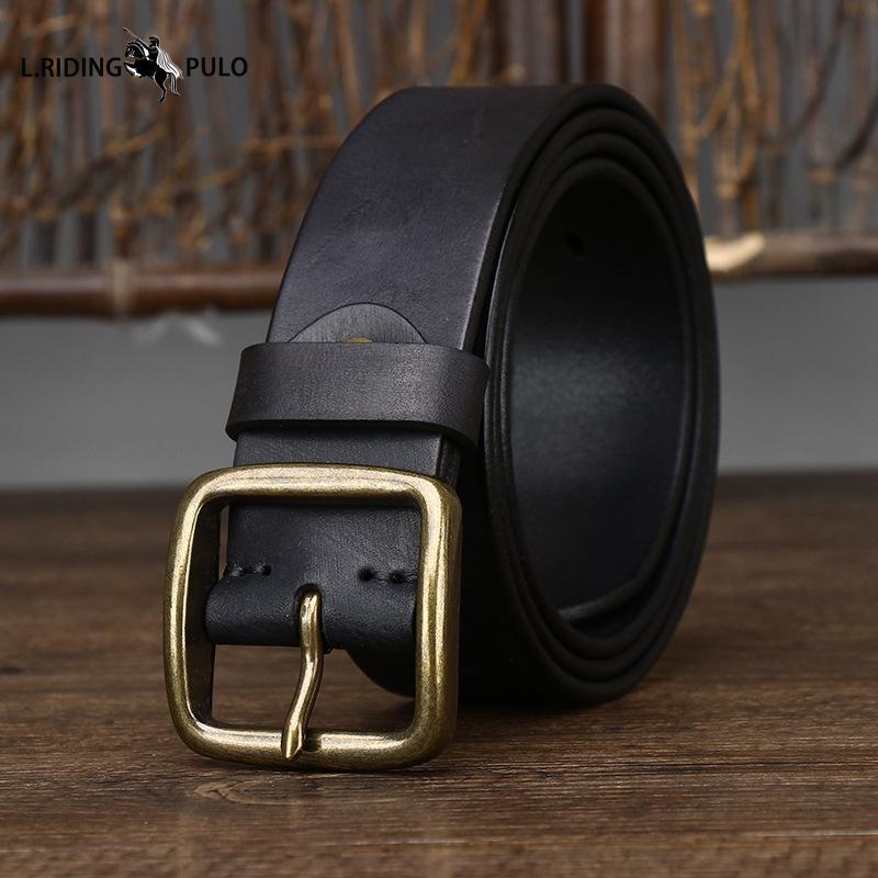 Korean Style Personality Fashion Genuine Leather Pin Buckle Pure Copper Men's Belt Men's Pure Cowhide Versatile Retro Belt
