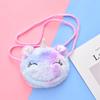 Cute Unicorn Plush Crossbody Bag Corduroy Square Phone Purse Cartoon Mini Shoulder Bag For Women Girls