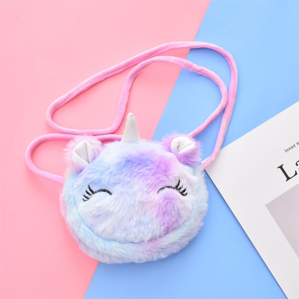 Cute Unicorn Plush Crossbody Bag Corduroy Square Phone Purse Cartoon Mini Shoulder Bag For Women Girls