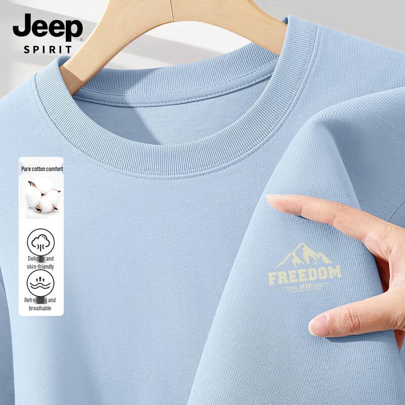 JEEP SPIRIT Men s 2025 Summer Loose Fit Cotton T-Shirt M