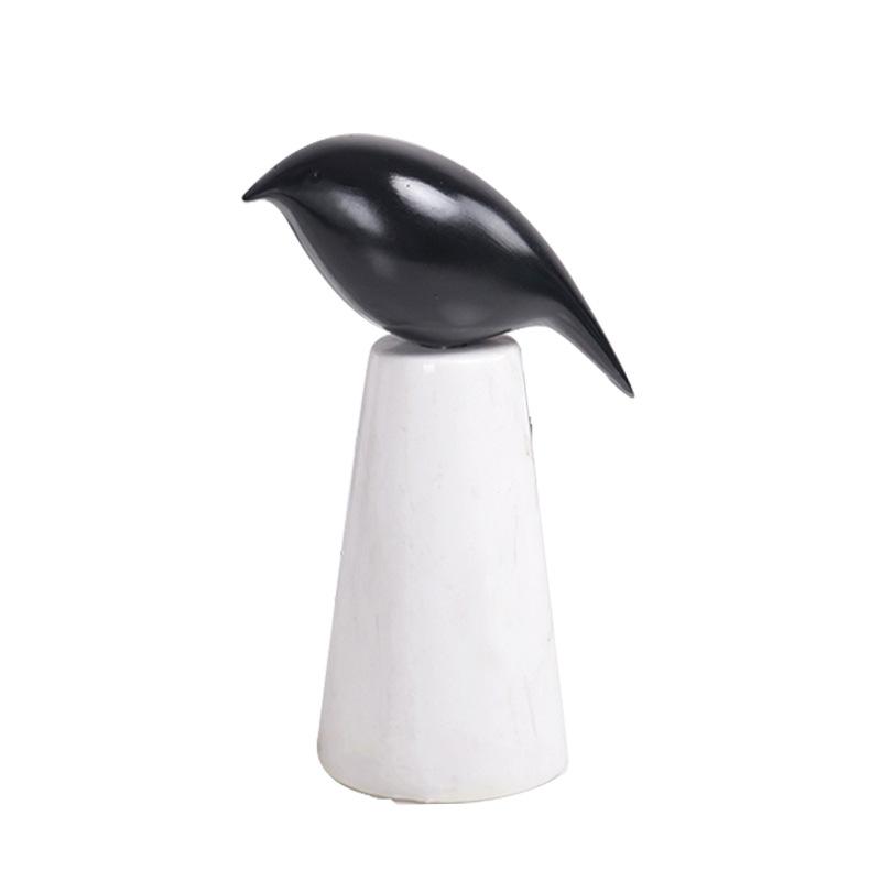 Abstract Animal Sculpture Black Bird Ornaments Marble Statue Geometric Tray Fruit Platter Swallow Home Decoration Accessories