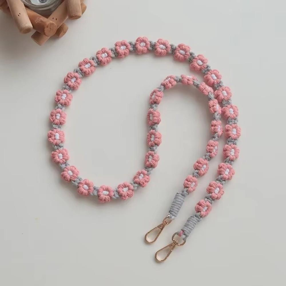 Cotton Mobile Phone Lanyard Daisy Macrame Keychain Hanging Strap Bag Hanging Rope Bag Accessories