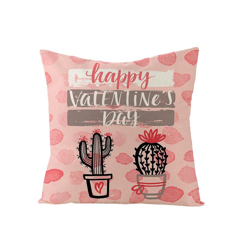 Valentine's Day Pillowcase Linen Print Home Living Room Sofa Cushion Cover Bedroom Bedside Pillowcase