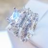 Women'S Ring Pattern Zircon Copper Couple Combination Ring