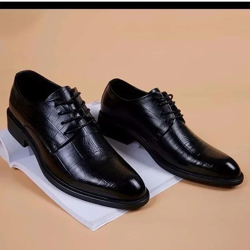 Men'S Dress Party Shoes Black Suit Shoes Talian Leather Hombre Formal Shoes Men Office Sapato Social Masculino