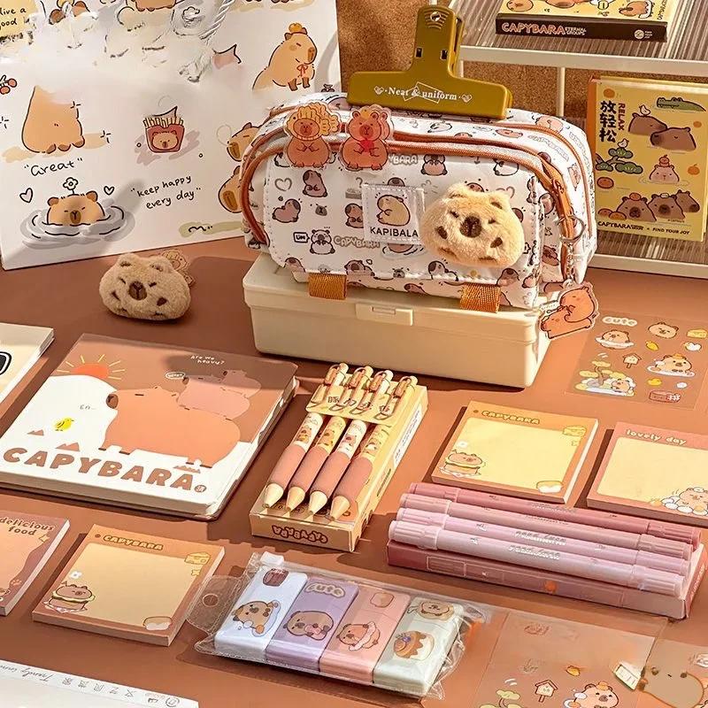 Creative Three-layer Pen Bag Large Capacity Capybara Stationery Bag Multifunctional Pencil Case Student Gift