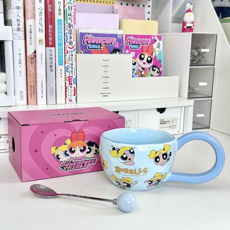 Uroczy ceramiczny kubek Powerpuff Girls Kubek do picia dla chłopców i dziewcząt Kubek do picia dla pary Kubek do kawy do biura Prezent na urodziny