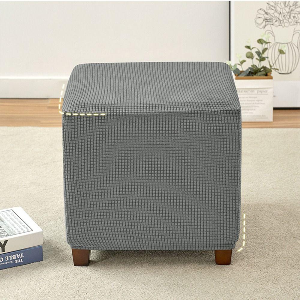 Elastic Jacquard Ottoman Cover Velvet Footrest Slipcover New Footstool Case  Home Decor
