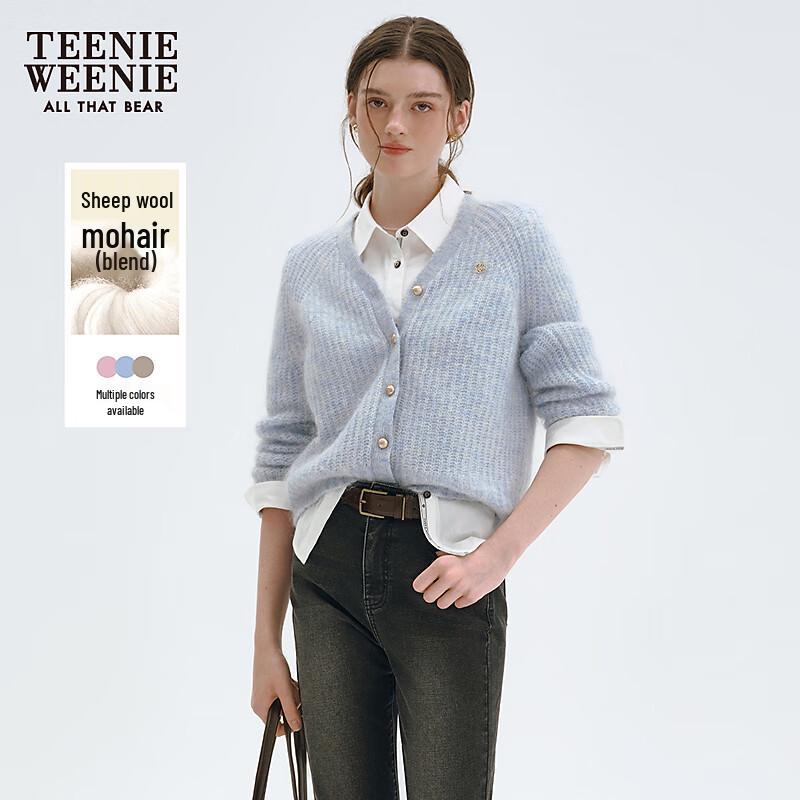 

Teenie Weenie Women s V-Neck Bear Knit Cardigan S