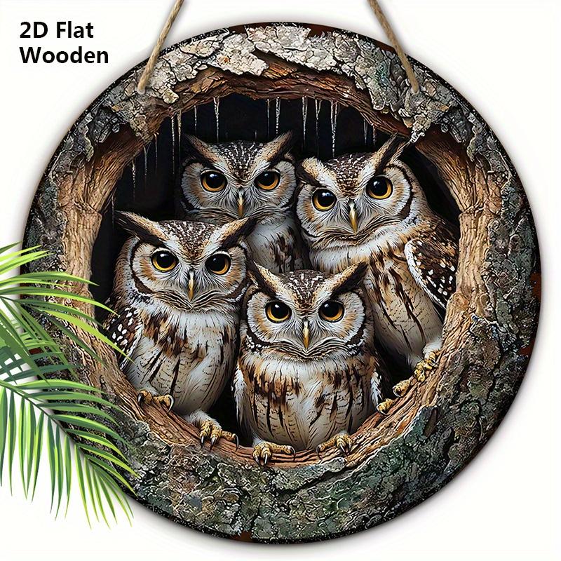

Ретро Дерево семьи Сова Дыра Деревянная табличка - Деревенская декоративная табличка для декора дома и офиса - Идеальное подвесное украшение для окна - Идеально для декора комнаты 20cm/7.87in серый