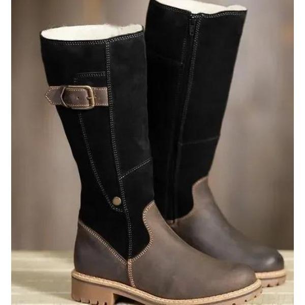 

Теплые женские зимние сапоги высокие сапоги кожаные сапоги зимние на плоской подошве большие размеры мех 563 47