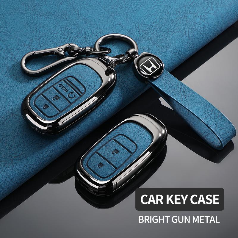 Zinc Alloy Leather Car Smart Remote Key Case Cover Protector Shell For Honda Civic 11th Accord HR-V CR-V CRV 2022 2023 Accessory