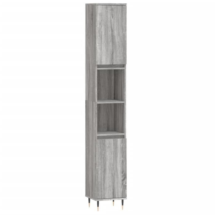 VidaXL Armoire de bain sonoma gris 30x30x190 cm bois d'ingénierie 831530