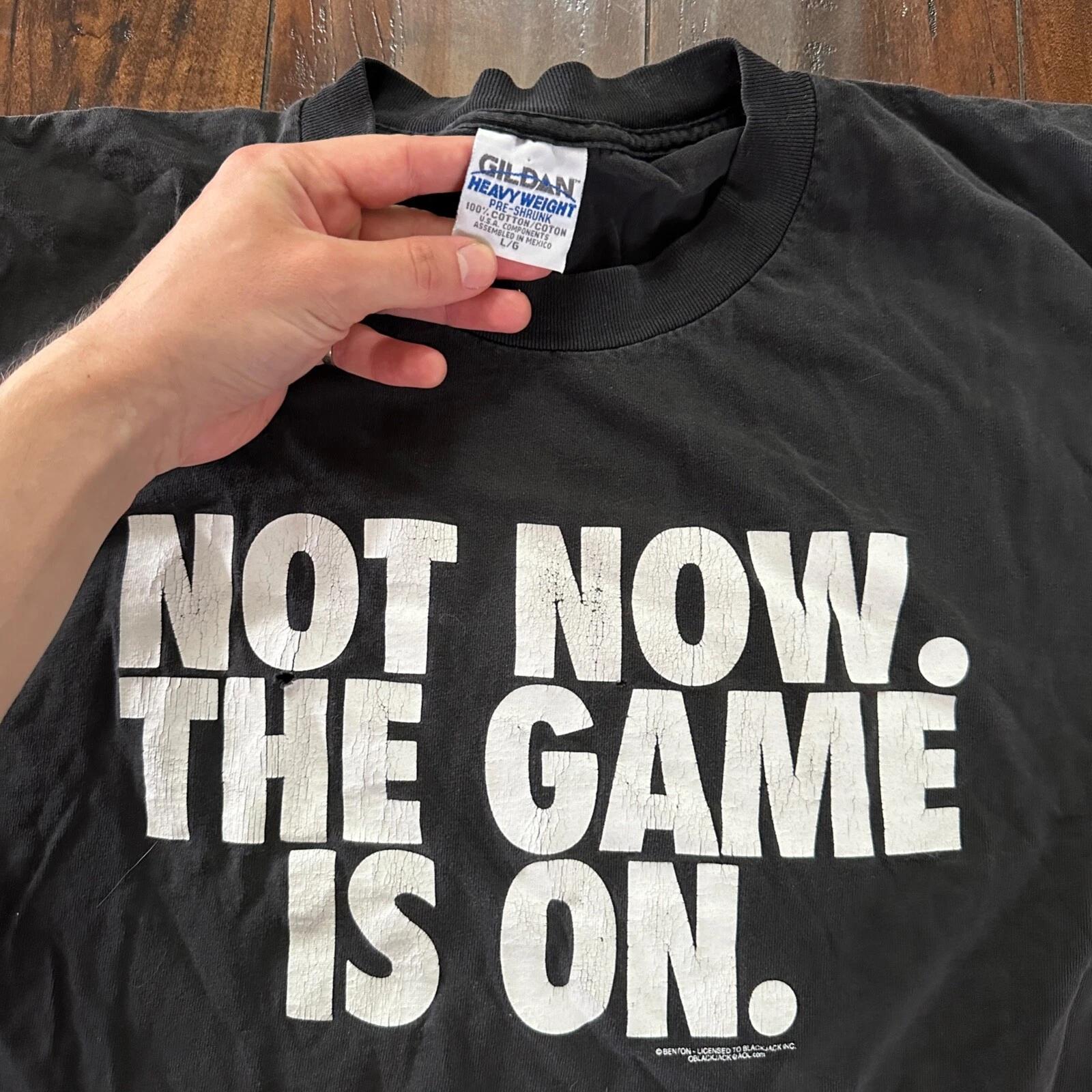 

Not Now The Game Is On Vintage T Shirt Football Sports Wife Jokes Humor Thrashed 3XL