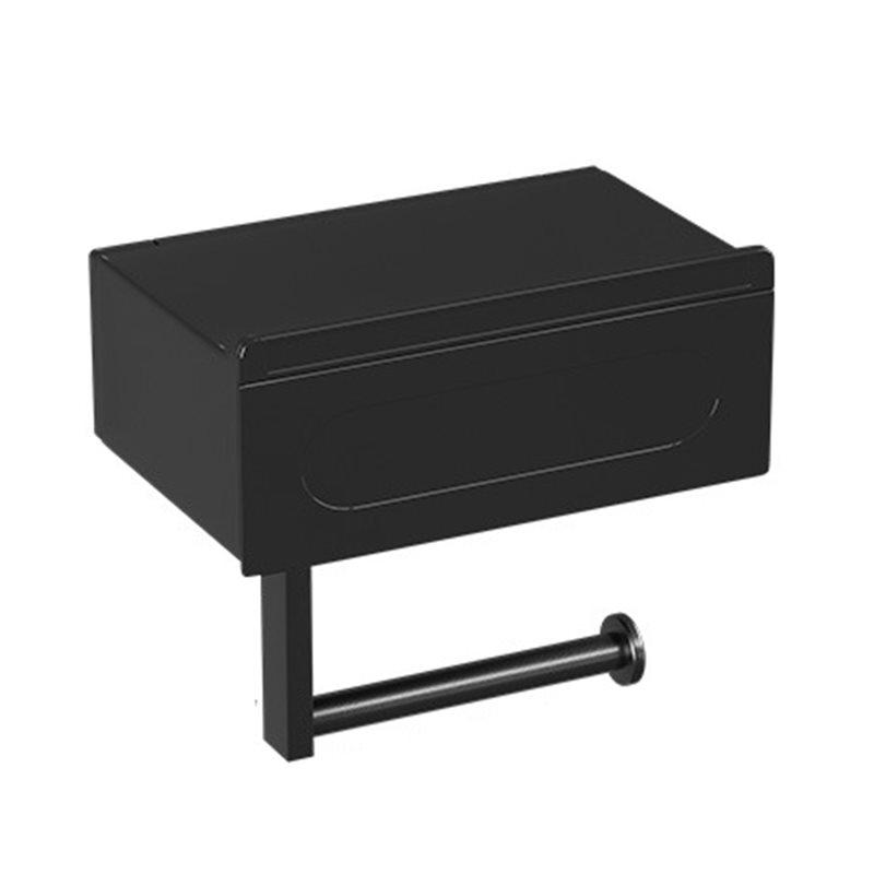 

AS60-No-Drill,Bathroom Organizer For Essentials-Mounted Toilet Paper Holder In Sleek Black Featuring Shelf 1Pc Wall Mount Design