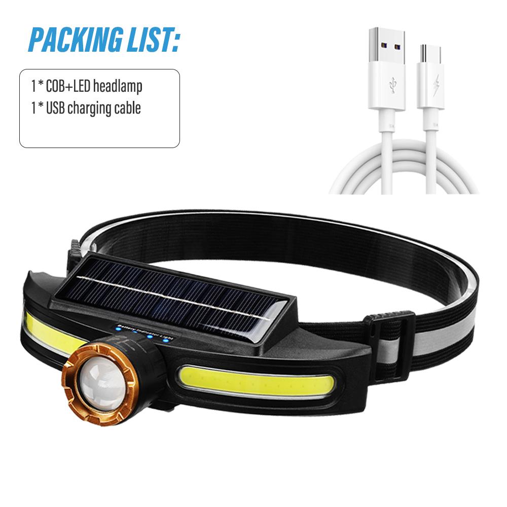 

Сверхяркий светодиодный+COB налобный фонарь для рыбалки Перезаряжаемый фонарик С интеллектуальным электрическим дисплеем С различными режимами освещения black