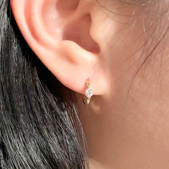 14K 18K Daily Cubic One-Touch Earrings