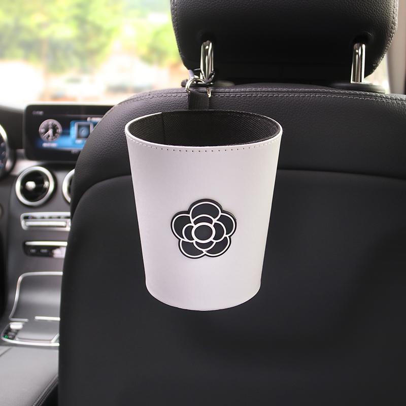 Cute Cartoon Flower Car Trash Bin Can for Back Seat Headrest Mini Auto Outlet Air Vent Organizer Rubbish Bag Garbage Storage
