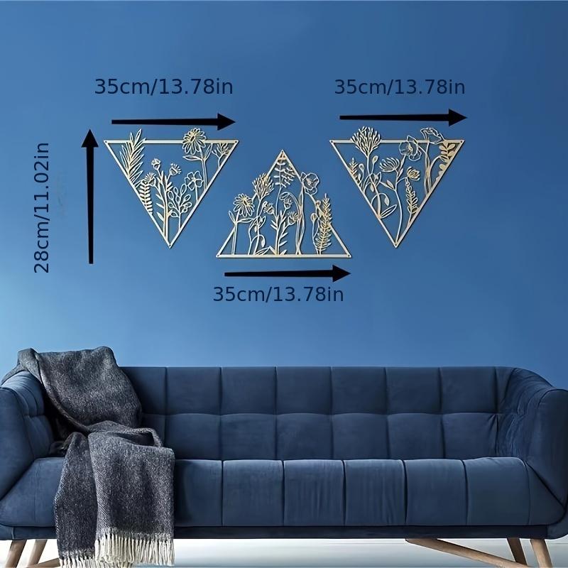 1pc Golden Triangle Flowers Wall Art Bedroom Living Room Home Decor Halloween Christmas New Year Gift