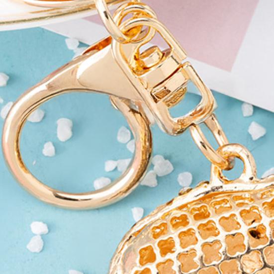 Keychain Pendant 3D Cartoon Elephant Design Sparkling Rhinestones Inlaid Key Chain with Lobster Clasp Key Ring Bags Accessories