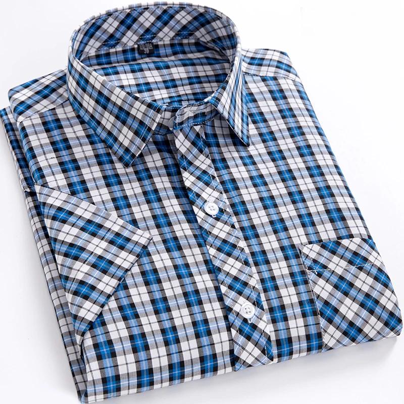 2026 Summer Thin Plaid  Men's Shirts Short Sleeve  Plus Size Cotton Soft Comfortable Young Casual Social Shirt Clothing