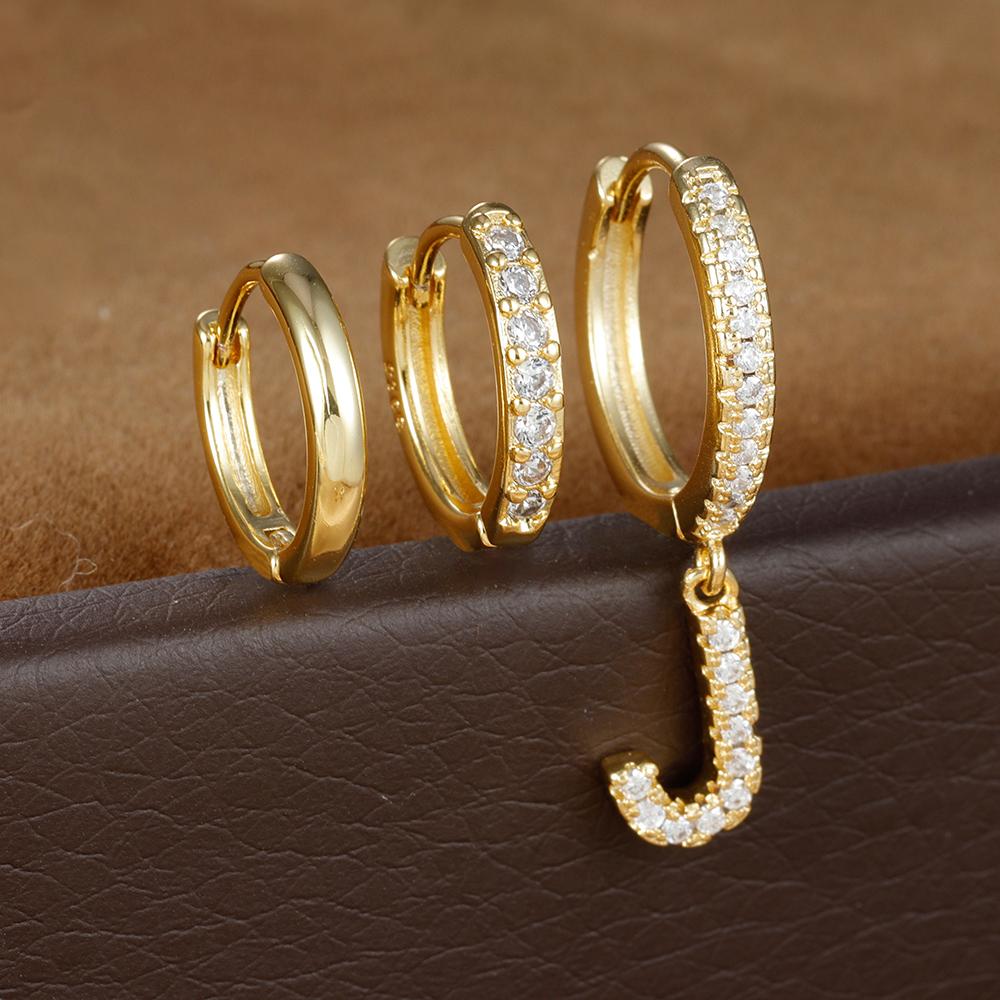 3PCS Trendy Stainless Steel Initial A-Z Letter Hoop Earrings Set For Women Fashion Huggies Cartilage Helix Piercing Jewelry