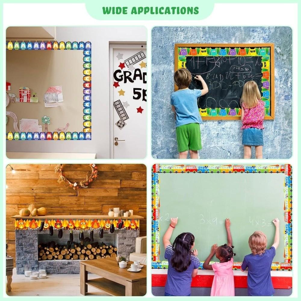 Holiday Border Self Adhesive Chalkboard Board Border 10M/33ft Cartoon Border Trim Sticker Border Paper Preschool Classroom