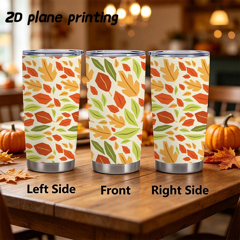 Car Tumbler 591ml Autumn maple leaf elements Straw Cup Leakproof Tumbler Tumbler With Lid Stainless Steel Tumbler Straight Tumbler