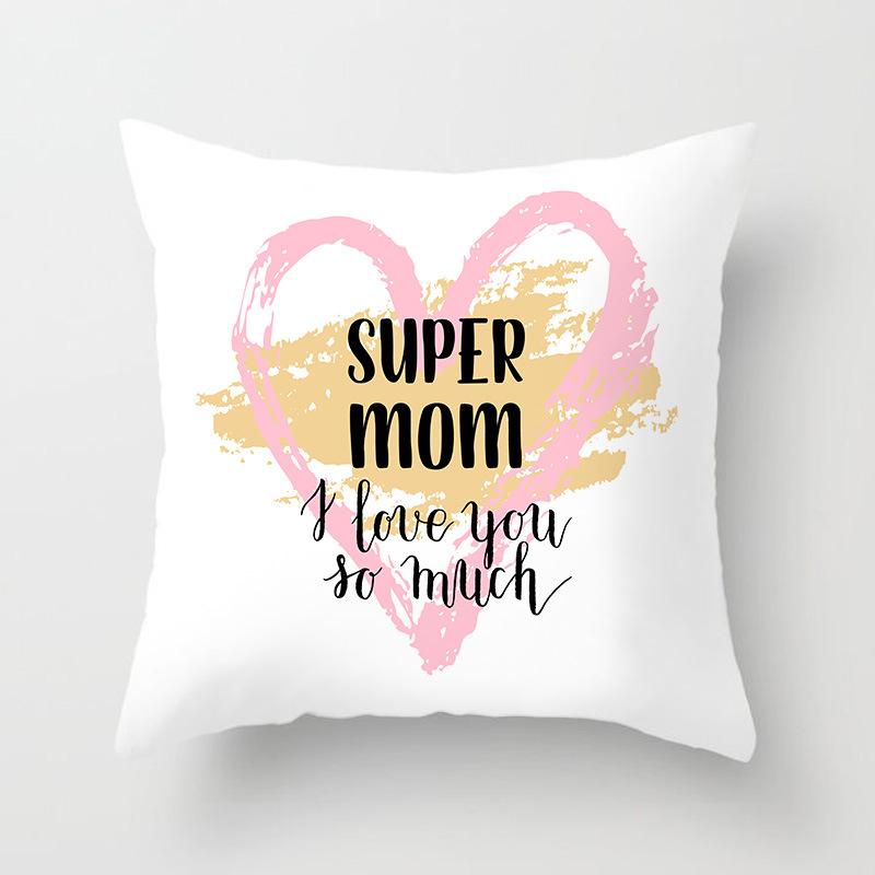 New Mother's Day Text Love Pillow Cover Peach Skin Polyester Print Pillow Cushion Cover