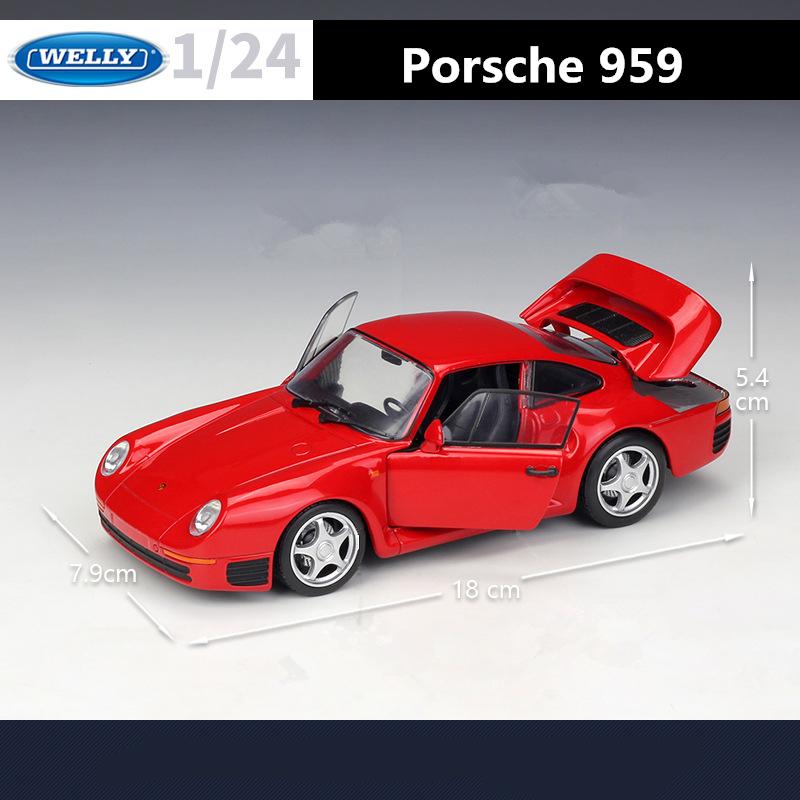 Welly 1/24 Porsche 959 Alloy Sports Car Model Diecast Metal Classic Racing Vehicle Car Model Simulation Collection Kids Toy Gift