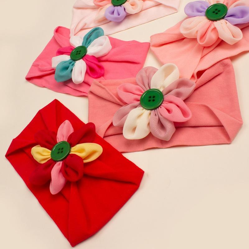 New Children's Nylon Elastic Headband, Baby Candy-colored Flower Headscarf, Summer Thin Baby Hair Accessories