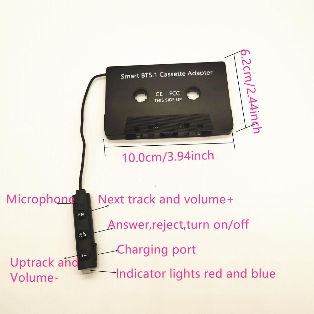 Bluetooth 5.1 Cassette Converter Adaptor Car Tape Stereo Audio Handsfree Adapter