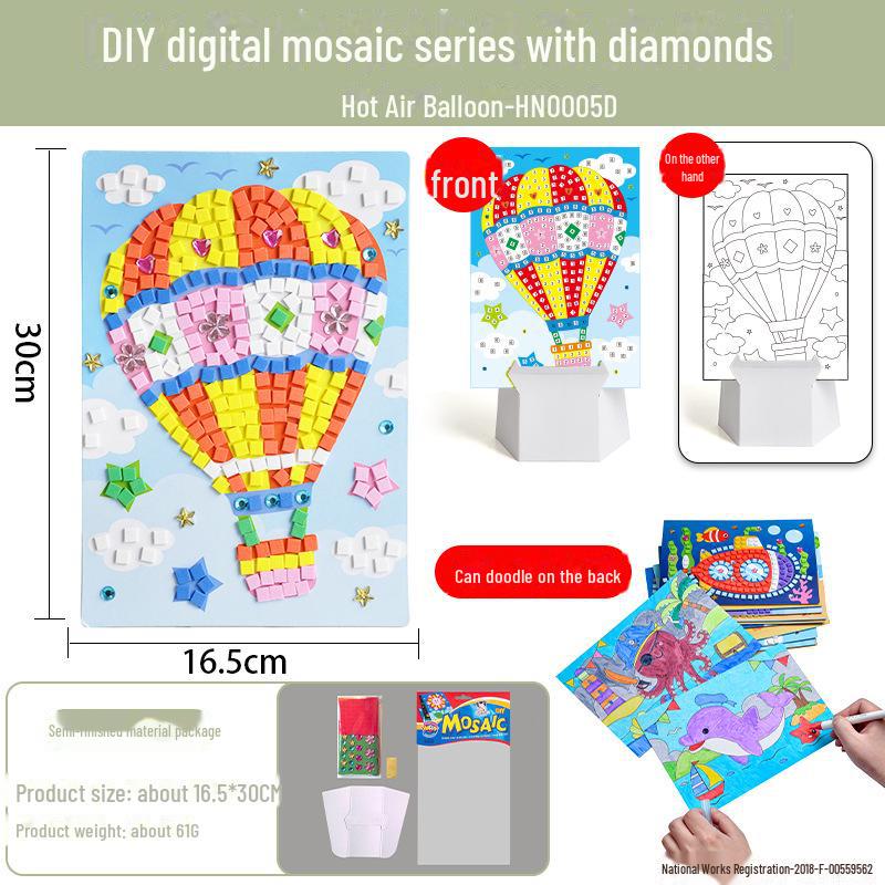 Dziecięca mozaika diamentowa DIY, zestaw naklejek EVA - Ręcznie robiona zabawka edukacyjna