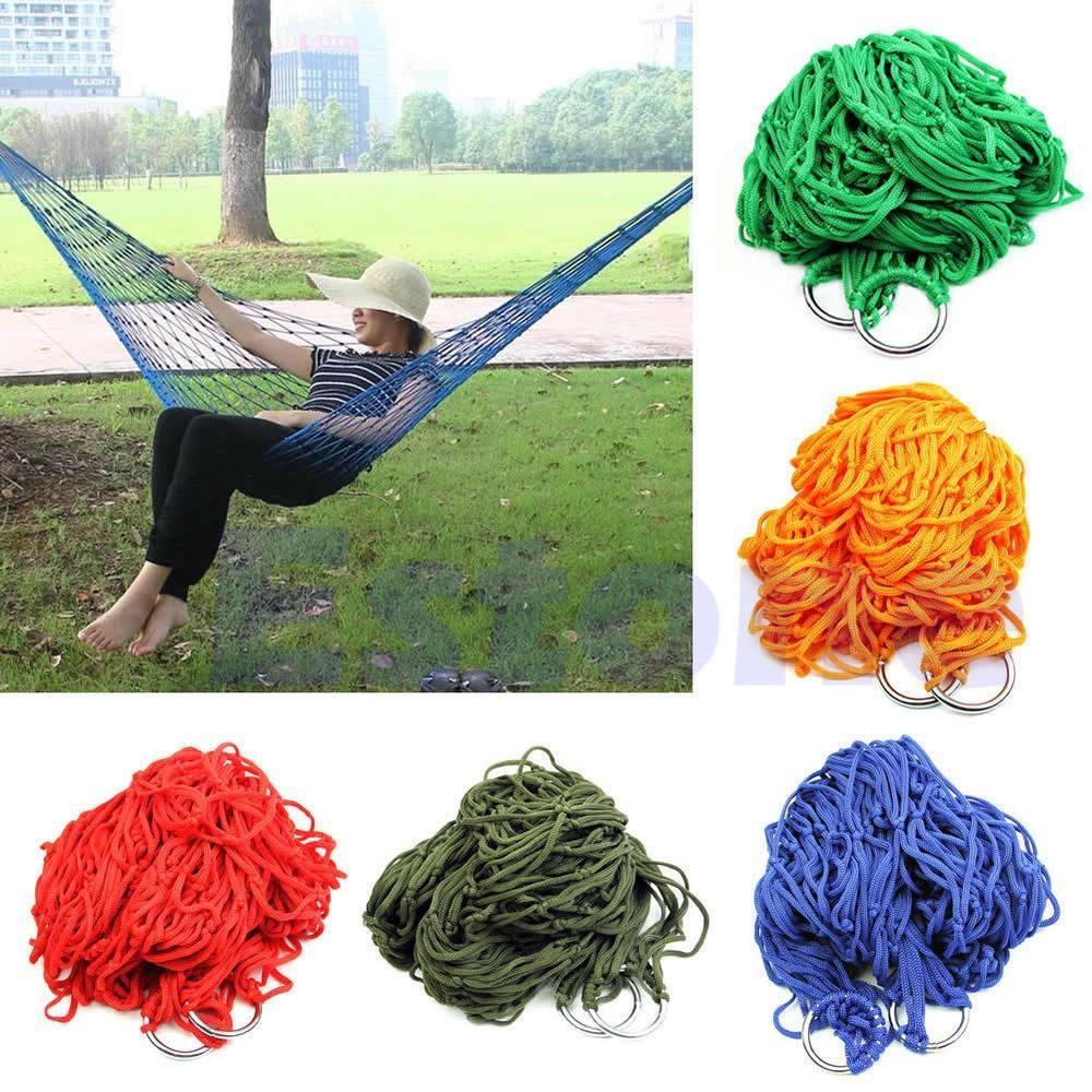 Viajes al aire libre Camping Hammock Garden Nylon Hang Mesh Net Cama para dormir ejercito verde Viajes al aire libre Camping Hammock Garden Nylon Hang Mesh Net Cama para dormir ejercito verde