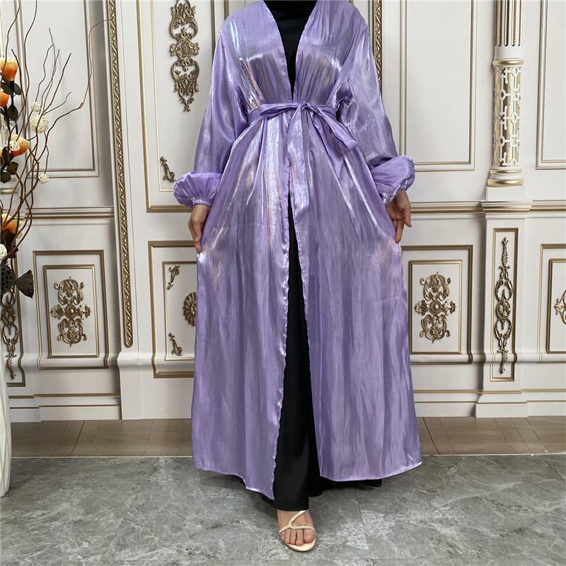 2022 Satin Long Muslim Robe Cardigan 