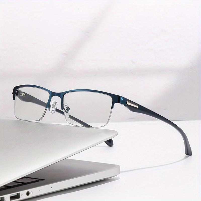 Men's Metal Half Frame Reading Glasses Anti Blue Light+0.4 To+4.0x Magnificationhigh-definition Presbyopia Correction