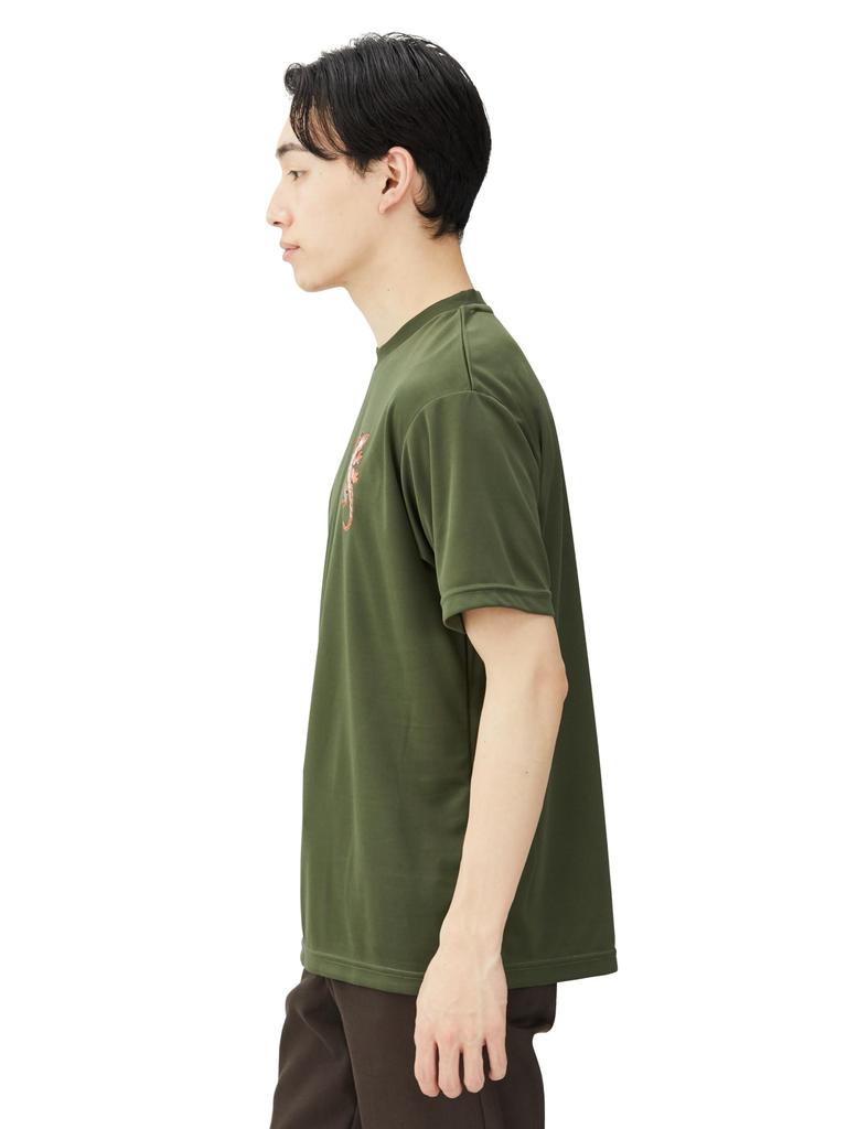 Japanese Pattern Embroidered Patch UV Cut Oz Dry Army Green [F-Style] & Sweat-Wicking 4.4 T-Shirt F-SD021127-Army Green/L-Lizard (21)