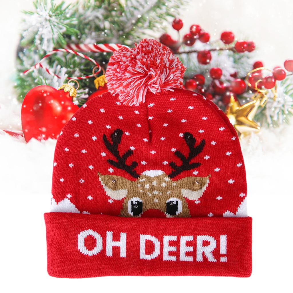 Stylish Luminous Light Up Christmas Hat Knitted Hat for Adult Children Christmas DecorationsType 3