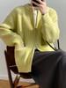 Hanmall Zipper Collarless Knit Sweater with Pockets and Double Front Loose Winter Long Keeps You Warm for Fall and Perfect for Commuting Women's