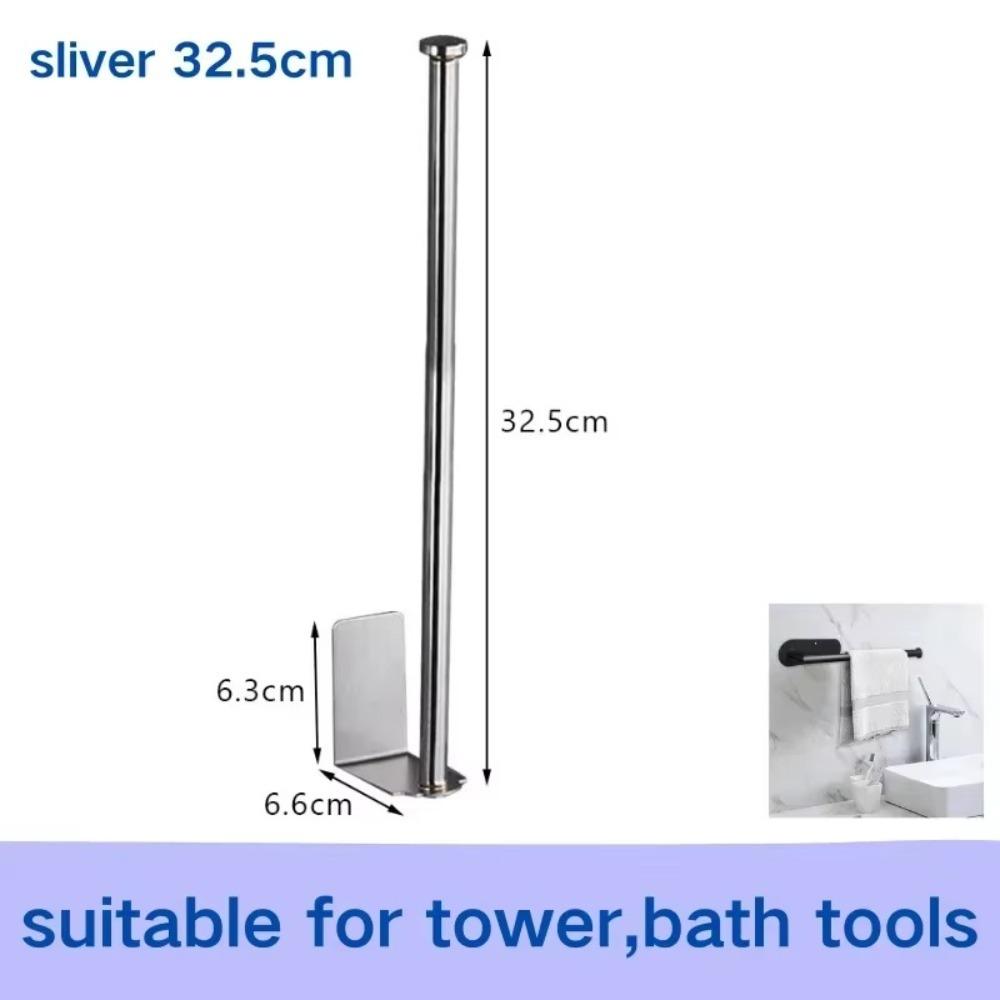 New Self Adhesive Paper Towel Holder Punch-free Stainless Steel Paper Roll Holder Silver Black Wall Mount Hook