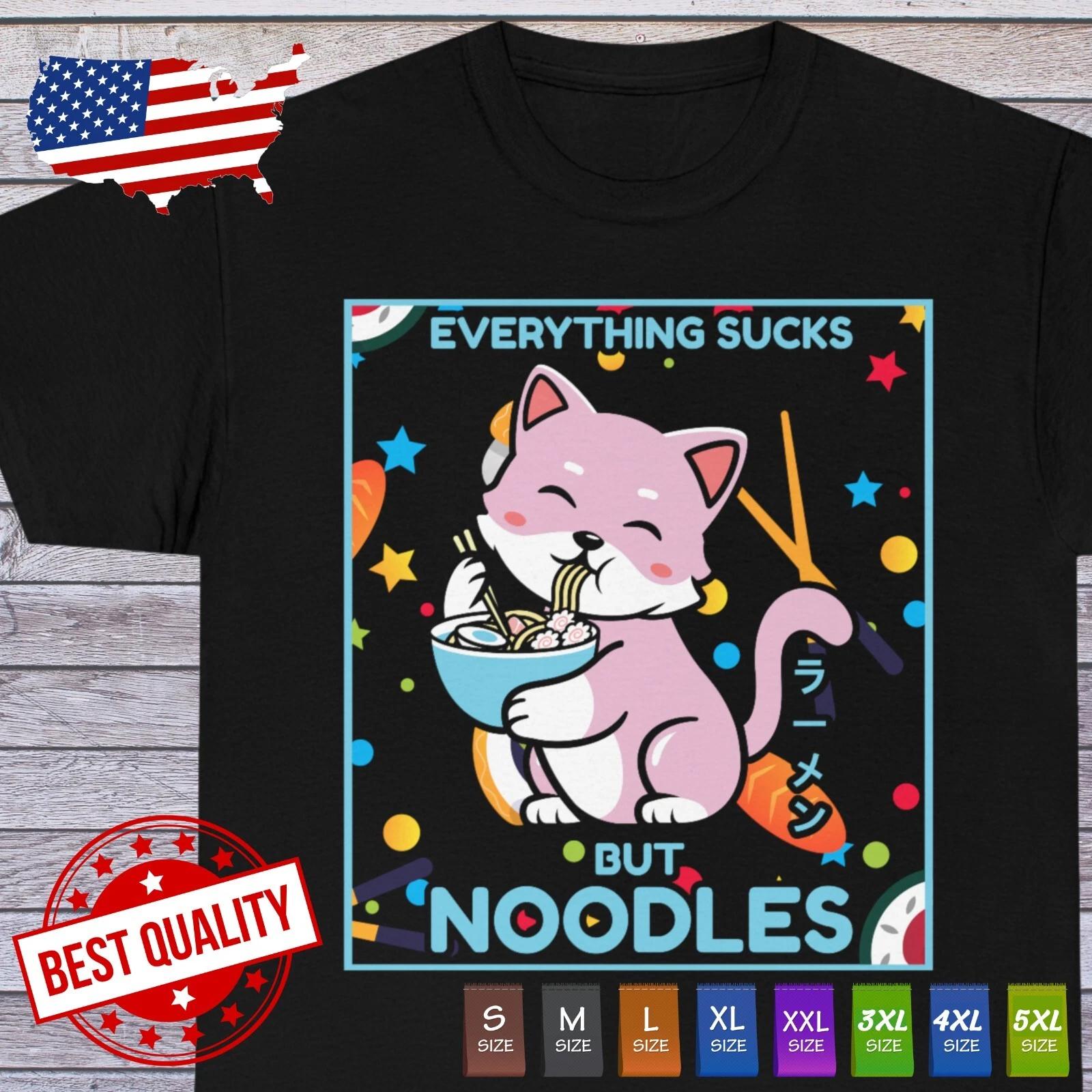 

Fox Cute Kawaii Ramen T Shirt Manga Japanese Anime Clothing Sushi Lover Cosplay 2XL