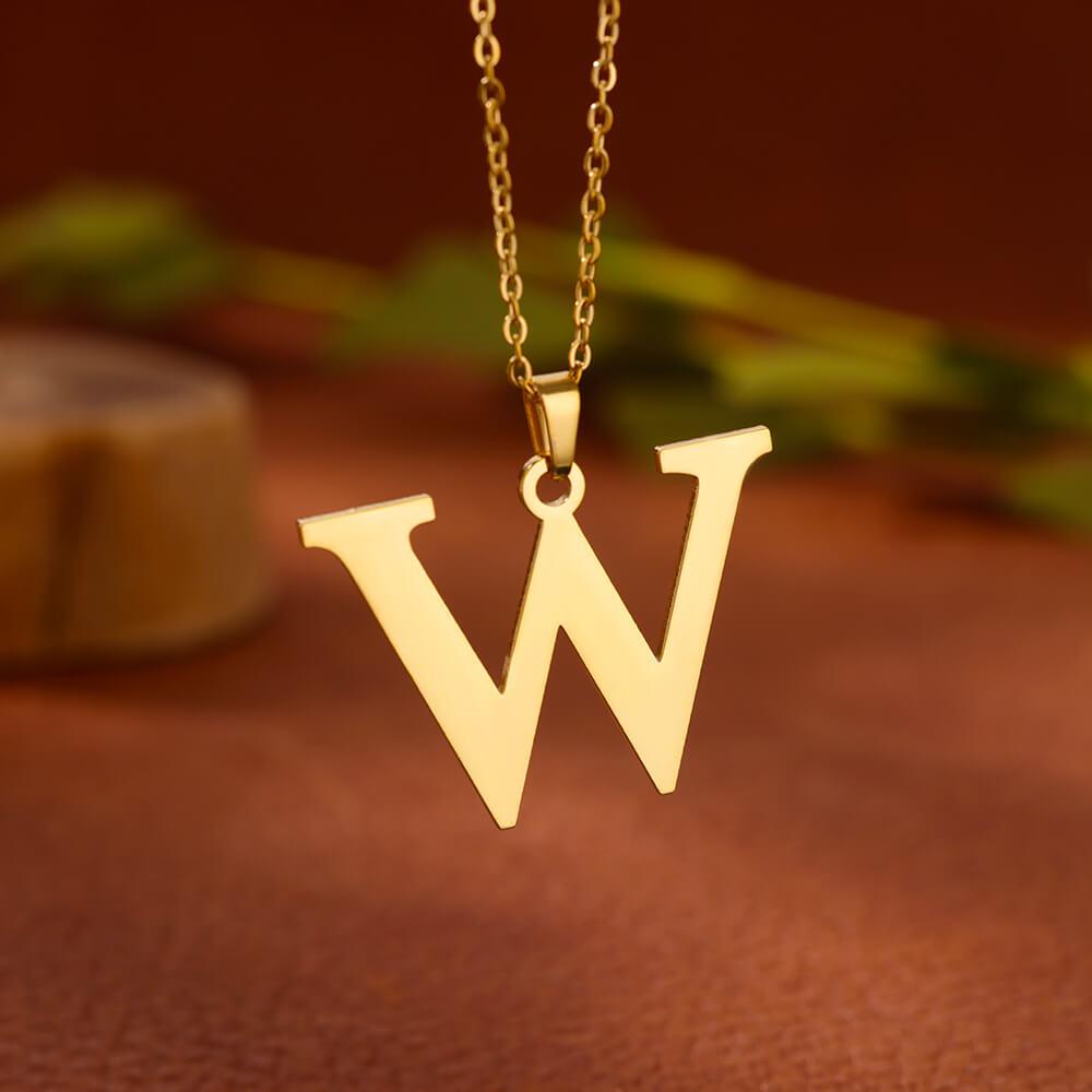 Elegant Initial Letter Stainless Steel Necklace Women Gold Color Alphabet Pendant Necklaces Vintage Waterproof Zircon Gifts