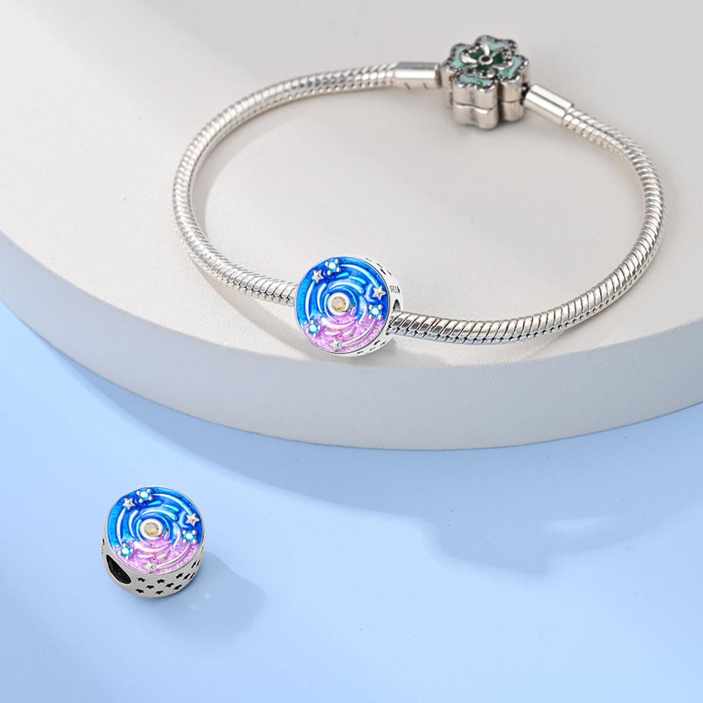 Charm Bead Charms Plata Starry Sky Bead Charms Compatible With Authentic Bracelets Charm Bead Charms for Women Jewellery Do It Yourself Making Gifts