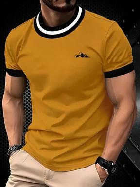 5er-Set, Gestreifte Stilvolle Lässige Herren-Kurzarm-T-Shirts, Farbverlauf Sommer Rundhals Schnelltrocknend Atmungsaktive Kurzarm-T-Shirts