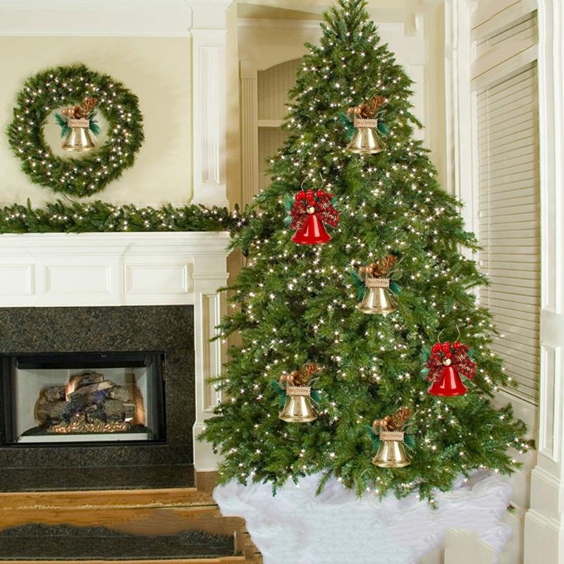 Zestaw 6 stylowych dzwonków bożonarodzeniowych Przenośne ozdoby wiszące Ornament festiwalowy Akcesorium domowe dla świątecznej radości