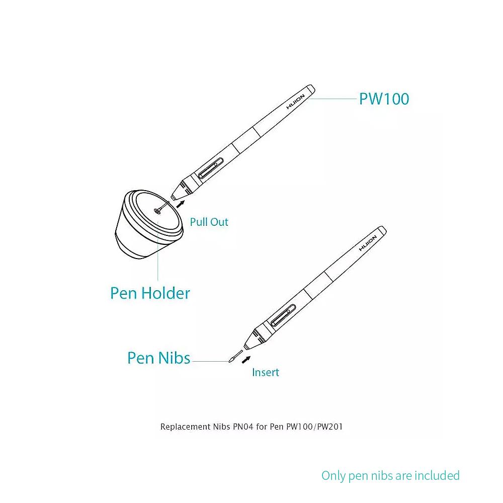 Huion PN04 10pcs Replacement Pen Nibs Graphics Tablet Pen Nibs High quality Wear resistant Pen Nib for Huion PW100 PW201
