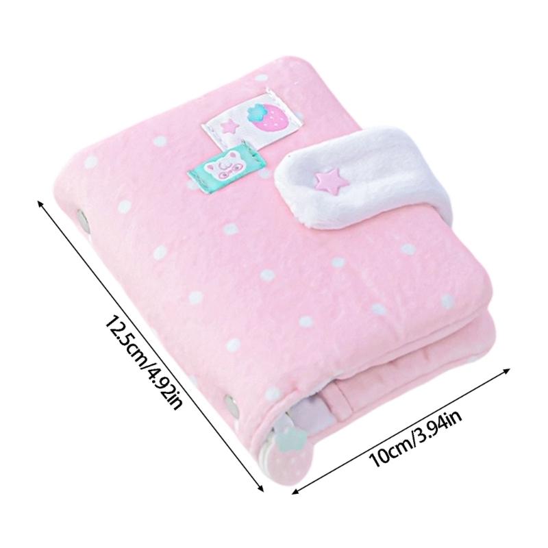 Plush Notebook Cute Plush Dot Pattern Journal Diary Refillable Loose Leaf Design Scrapbook For School Notes And Diary