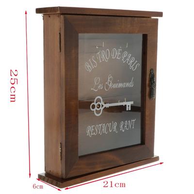 Wooden Key Box Cabinet Wall Mounted Keys Hooks Storage Holder With 6 Hooks