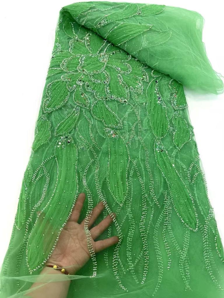 French African Lace Fabric Sequins Beaded Embroidery Groom Nigerian Bridal High Quality Tulle Lace Fabric for Wedding Fabric